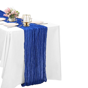 Camino de Mesa de Poliéster Arrugado de Color Sólido para Bodas, Fiestas, Banquetes, Decoración Rústica Boho para el Hogar, Mantel para Mesa de Comedor - Product Image 1
