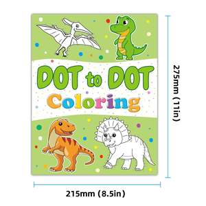 Libro de Colorear para Niños de Jardín de Infancia, Conecta por Números, Puntos para Unir, Educación Temprana, Dinosaurios de Dibujos Animados, Divertido - Product Image 6