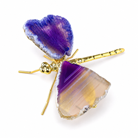Ornement Libellule en Agate Violette Naturelle, Décoration de Bureau en Cristal, Cadeau pour la Maison et le Bureau