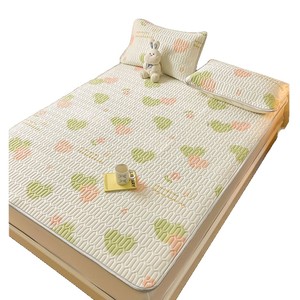 Ice Silk Latex Cooling Mat Summer <b>Single</b> Cartoon Printed Folding <b>Fitted</b> <b>Sheet</b> Dormitory Student Bedding Set - Product Image 2
