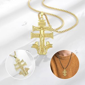 قلادة صليب يسوع الكارافاكا القوطي من ميريشاين، مطلية بالذهب، مجوهرات حماية كاثوليكية للنساء - Product Image 3