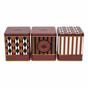Juego de caja de almacenamiento de metal cuadrado 120x120 (3 uds) Diseño de circo elegante de circo vintage - Product Image 2