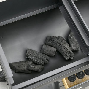 Chariot de barbecue d'extérieur, barbecue au charbon de bois avec double grille, acier chromé, design pliable, table latérale, étagère de rangement, <span class=keywords><strong>roues</strong></span> - Product Image 4