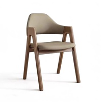 Sillón Moderno de Madera Maciza con Tapicería de Cuero - Silla de Comedor Multiusos para el Hogar y Uso Comercial