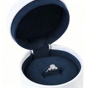Premium Quality White Round Pu <b>Ring</b> Necklace Jewelry Box with Dual-purpose Lining High Grade Jewelry Box - Product Image 5