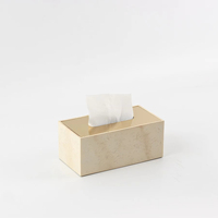 Boîte à mouchoirs en résine travertin avec couvercle en acier inoxydable, boîte à mouchoirs durable pour la décoration de la maison, vente en gros