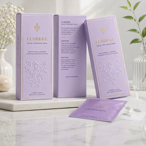 Caja de Papel Personalizada para Mascarilla Facial de Lavanda, Caja para Cuidado de la Piel - Product Image 1