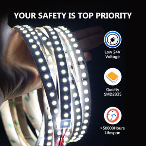 Bande LED SMD à haute efficacité SMD2835 128 LED/m 10 mm CRI90 DC24V 12,8 W 180 lm/W Bande flexible protégée pour signalétique commerciale - Product Image 6