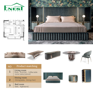 <span class=keywords><strong>Letto</strong></span> King Size Moderno di Lusso in Velluto Premium con <span class=keywords><strong>Testiera</strong></span> Illuminata, Set Camera da <span class=keywords><strong>Letto</strong></span>, Soluzione Arredamento Completa per Progetti Villa - Product Image 3