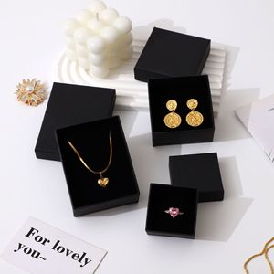Luxury Black Drawer <b>Box</b> Jewelry Display Case Paper <b>Box</b> for <b>Earring</b> Necklace Storage with Sponge Insert Paper Bag - Product Image 2