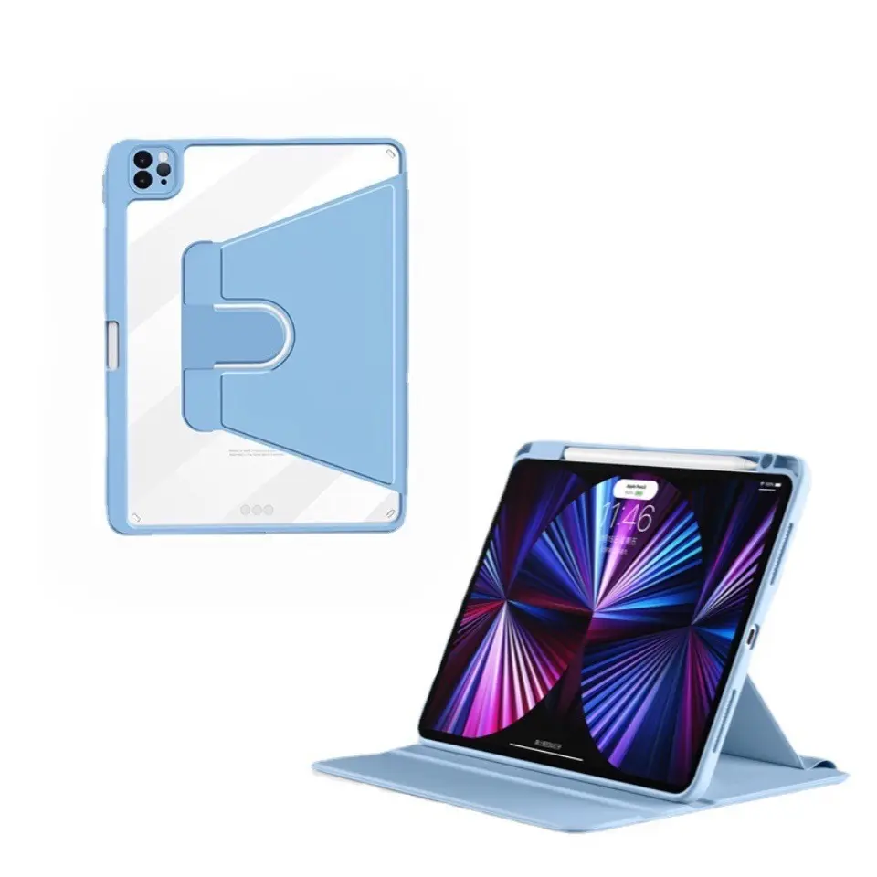 Hot Sell Case for iPad Pro 11 12.9 9.7 10.5 hard Shell 360 rotate with stand case With Auto-Sleep transparent case for ipad 12.9