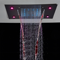 Pommeau de douche LED intelligent multifonctionnel avec télécommande, grand jet de pluie, pulvérisateur carré, pour montage encastré au plafond