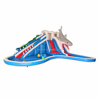 Toboggan gonflable de luxe en PVC pour requin nouveau design parc extérieur amusant escalade mur éclaboussures piscine eau château gonflable