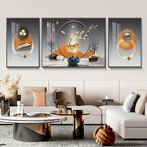 Nordic lusso decorativo moderno astratto 3 pannelli cristallo porcellana fiore soggiorno pittura murale decorativa wall art <span class=keywords><strong>l</strong></span> - Product Image 6