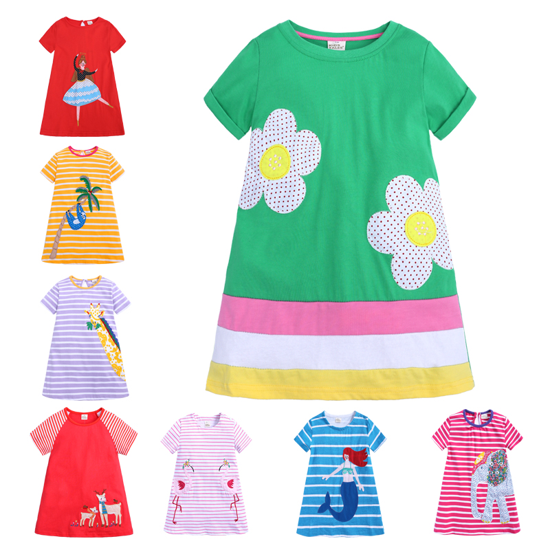 1-6 years girls clothes wholesale kids short sleeve cotton children dresses baby girl summer casual dress