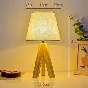 Lámpara Nocturna LED con Base de Madera, Luz Blanca Cálida 2700K, Pantalla de Diseño Escandinavo, Control Táctil, Funciona con Batería, CRI 90, Regulable, para Dormitorio - Product Image 2