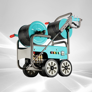 Machine de nettoyage de canalisations à double bobine 1,8 kW, grand débit 16 L/min, moteur à quatre niveaux, haute puissance de dragage, état neuf, 1,8 kW double tuyau - Product Image 1