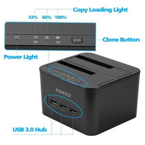 Fideco 2 BAY <span class=keywords><strong>USB3.0</strong></span> 2.5 3.5 HDD Ổ đĩa cứng <span class=keywords><strong>Docking</strong></span> <span class=keywords><strong>Station</strong></span> với USB Hub ẩn bản sao clonador de Disco Duro - Product Image 5