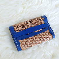 Porte-cartes en cuir véritable de style vintage avec décorations florales et lettres pour hommes et femmes - Prix de gros bas 2025 Nouveauté