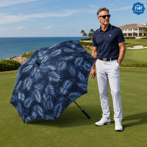 Parapluie de golf robuste à tige droite, imprimé sur mesure avec logo, protection UV intégrale, résistant au vent, idéal pour les tournois d'affaires - Product Image 3