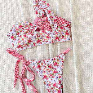 Bikini micro deux pièces pour femme <span class=keywords><strong>de</strong></span> haute qualité avec logo personnalisé, sexy, imprimé <span class=keywords><strong>de</strong></span> fleurs 3D, maillot <span class=keywords><strong>de</strong></span> bain pour femmes - Product Image 4