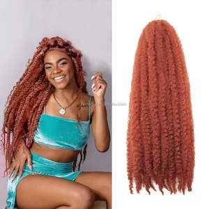 Extensions de cheveux synthétiques pré-gonflées à haute température, style <span class=keywords><strong>afro</strong></span> crépu bouclé, torsades gingembre, torsades marley, tresses yaki, ressort - Product Image 4
