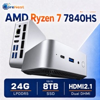 CoreNest Mini PC AMD Ryzen 7 7840HS 8 Cores 16 Threads DDR5 RAM Dubbele M.2 PCIe 4.0 Drievoudige 4K Windows 11 Mini Desktop PC