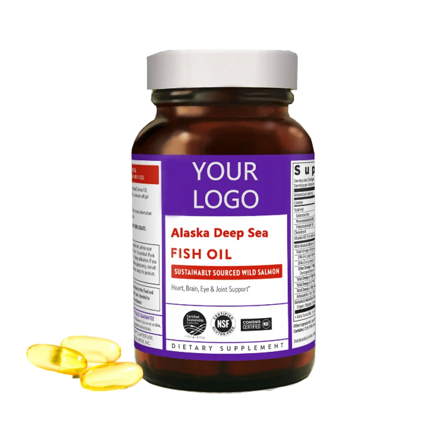 Private Label Omega 3 Fish Oil Capsules Made From Fresh Wild Fish Supports Brain and Heart Health