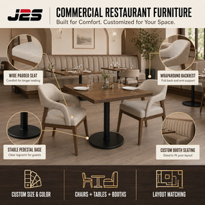 Mobilier de restaurant commercial J2S Hotel <span class=keywords><strong>Paris</strong></span> : Banquettes linéaires, tables rectangulaires et chaises rembourrées pour projets d'aménagement intérieur - Product Image 4