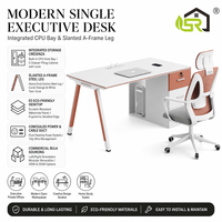 Meja Komputer Kantor Eksekutif Tunggal Modern dengan Laci dan Ruang CPU