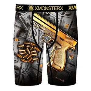 Venta al por mayor de diseño personalizado pistola Ethica impreso transpirable secado rápido ropa interior de los hombres Calzoncillos Bóxer