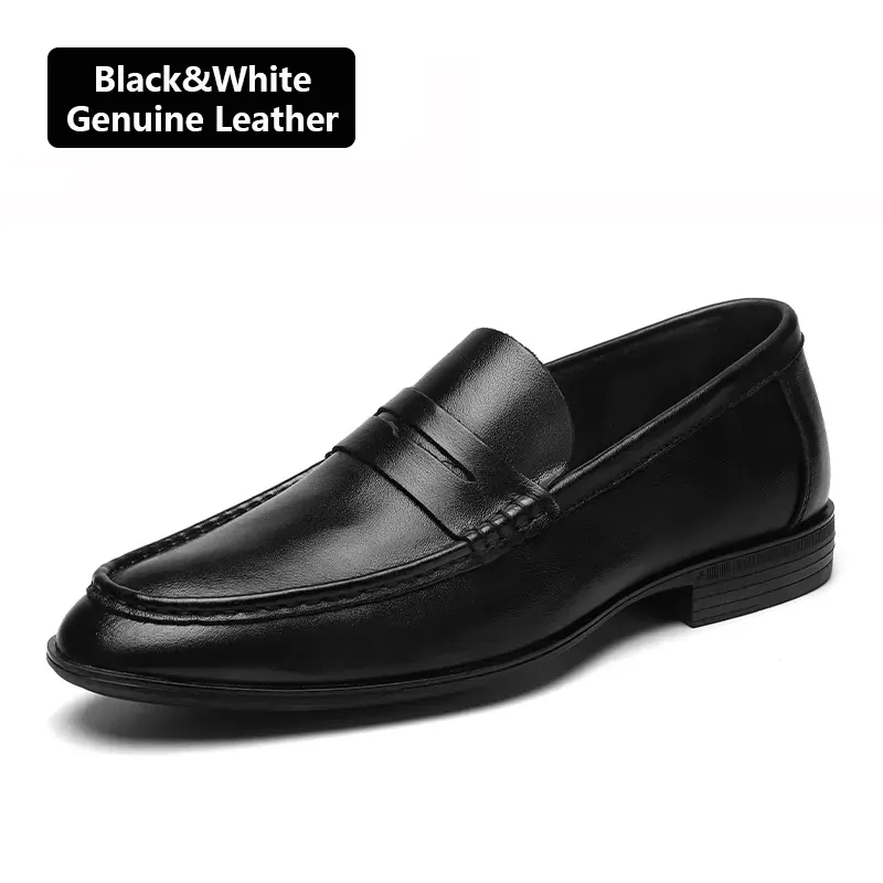 New Stylish Men High Quality Fashion White Loafer Designer Casual Slip On Genuine Leather Dress Shoes