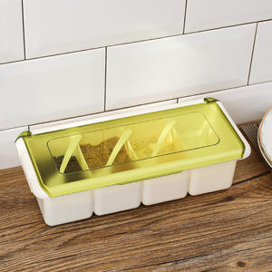 Ensemble de pots à épices pour cuisine domestique, quatre compartiments pour sel et poivre, boîte à assaisonnement anti-humidité avec cuillère - Product Image 2