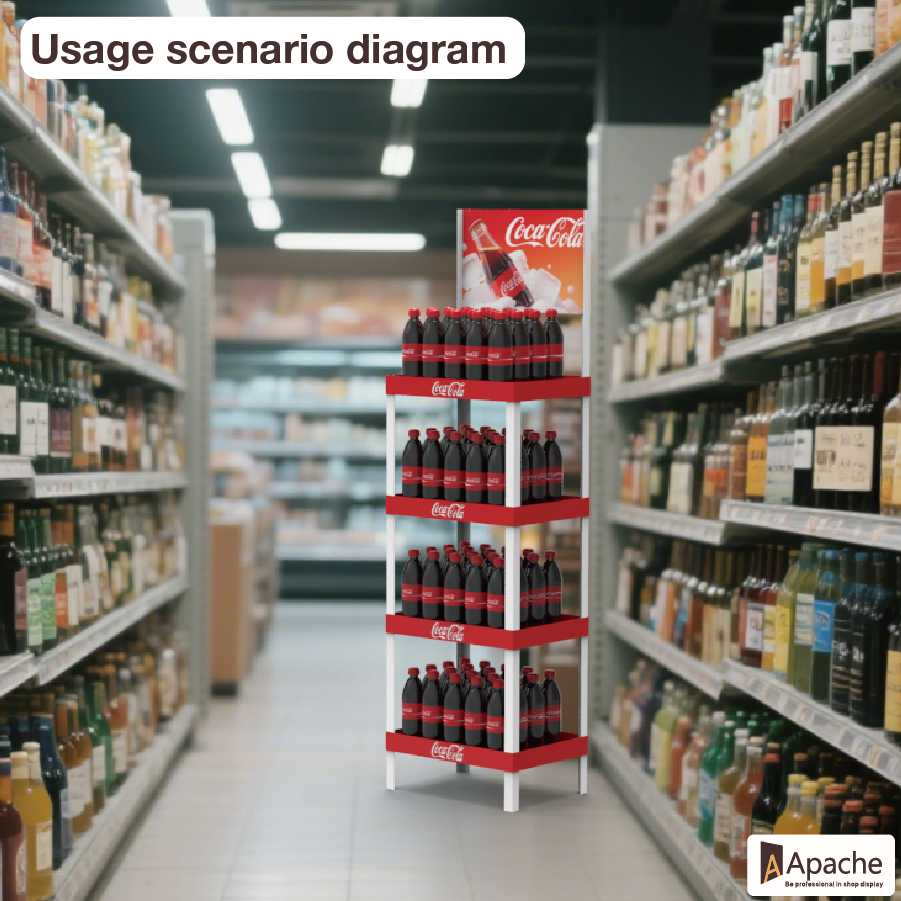 Beviis Custom Light Duty Plastic Floor Standing Beverage Display Rack Cola Bottle Stand for Supermarket Retail Stores — view 6