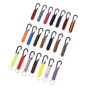 Wholesale Multifunctional Outdoor Anti-lost Carrying Strap Water Bottle Hook Lanyard Woven Promotional Paracord Keychain