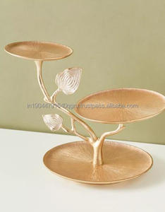 Customized Color <b>Tree</b> Shaped 2 Tier Cake Stand With Golden Finishing Home Decor <b>Tabletop</b> Accessories - Product Image 1