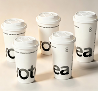 Gobelets en papier jetables à double paroi pour boissons chaudes et froides, personnalisables avec logo, pour salons de thé et bubble tea