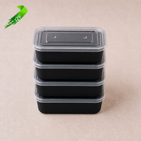 Boîte à lunch rectangulaire en PP de qualité alimentaire, 24 oz, durable, micro-ondable, sans BPA, recyclable, jetable et réutilisable, avec couvercle