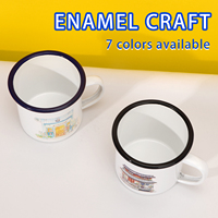 Mug en émail vierge en acier inoxydable pour sublimation, bord multicolore, blanc, pour transfert thermique, impression photo personnalisée, camping, café
