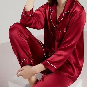 Conjunto de Pijamas de Seda Satinada para Mujer, Talla Grande, con Logotipo Bordado Personalizado, de Lujo, para Verano - Product Image 3