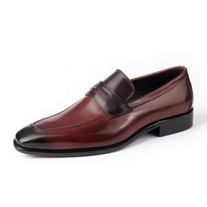 High Quality Men's Formal <b>Shoes</b> Handmade Custom Loafers Square Toe Stylish Party Wedding Leather <b>Shoes</b> <b>Height</b> <b>Increasing</b> Autumn - Product Image 3