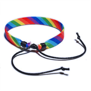 Bracelet en perles arc-en-ciel à sept couleurs CAI001 LGBT Gay, bracelet d'amitié transfrontalier tissé en corde, vente chaude, bracelets faits à la main de couleur <span class=keywords><strong>Les</strong></span> - Product Image 3