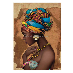 veces Ritratto di donna africana nera Stampe su tela arte, Donne primitive africane quadri astratti grandi moderni soggiorno dipinti della donna decorazione - 60x90cm Incorniciato