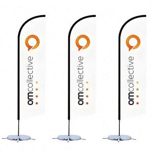 ธงขนนกคุณภาพสูง โพลีเอสเตอร์ 100% สีขาว พิมพ์ลายดิจิทัล โลโก้หรือดีไซน์ใดก็ได้ พิมพ์ด้านเดียวหรือสองด้าน สำหรับการโฆษณา - Product Image 1