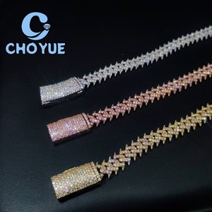 Pulsera de eslabones cubanos de plata de ley 925 con moissanita de 10 mm, diseño de borde puntiagudo, estilo Hip Hop, cadena con incrustaciones de circonitas, pasa la prueba del diamante GRA - Product Image 3