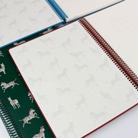 Carnet de notes de luxe A4 à spirale avec motif zèbre imprimé sur mesure, 100 feuilles de papier à feuilles mobiles, couverture en PU, impression numérique UV