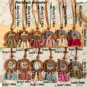 Boho Wooden Tassel <b>Necklace</b> <b>Statement</b> Jewelry Women's Fashion Beaded <b>Necklaces</b> 2024 - Product Image 4