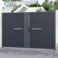 Puerta Batiente Doble de Aleación de Aluminio de 6 Pies para Patio de Villa, Sistema de Apertura Automática de Alta Resistencia, Control Remoto, Resistente a la Intemperie