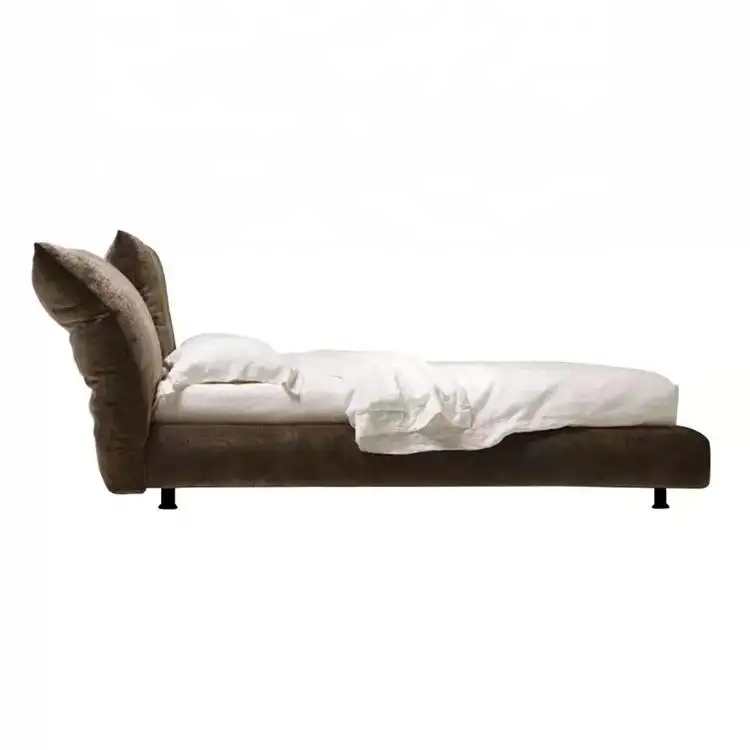 Lujo de cuero italiano tamaño queen MDF madera cama diseños marco real cama conjunto muebles de dormitorio
