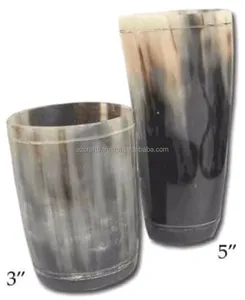 Juego de bocina de vidrio para Bar Vikingo, Juego de 2 bocina de cristal, vino, cerveza, vidrio, animales, decoración artística, cuerno redondo, taza de regalo, tamaño personalizado Natural - Product Image 1